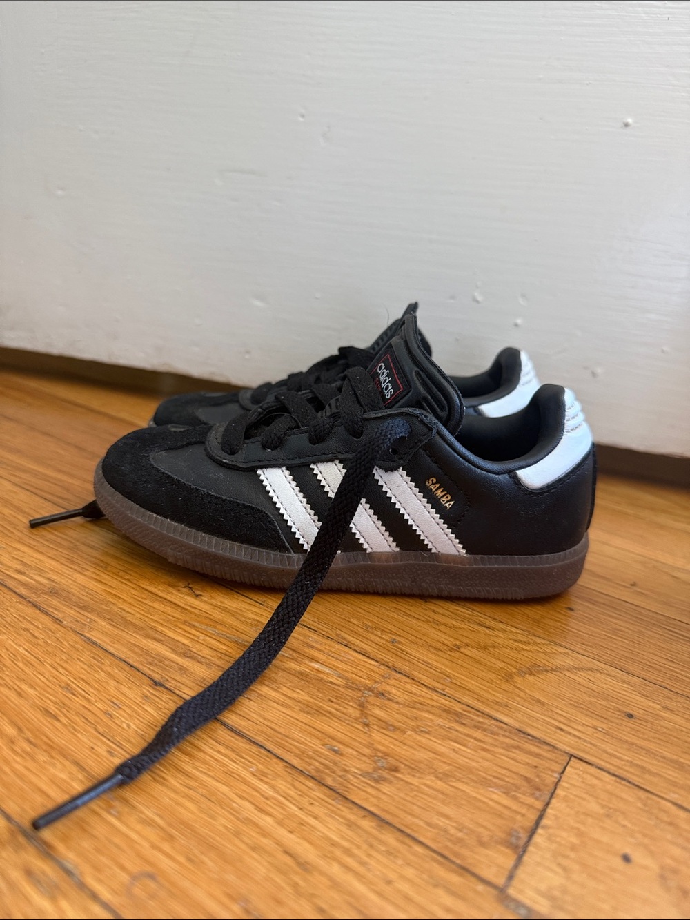 adidas Kids Samba Sneakers - Black with White Stripes